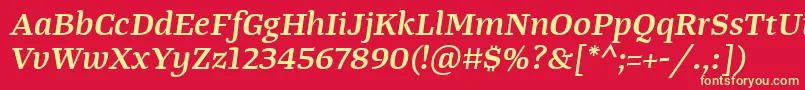 TangerserifwideSemibolditalic Font – Yellow Fonts on Red Background