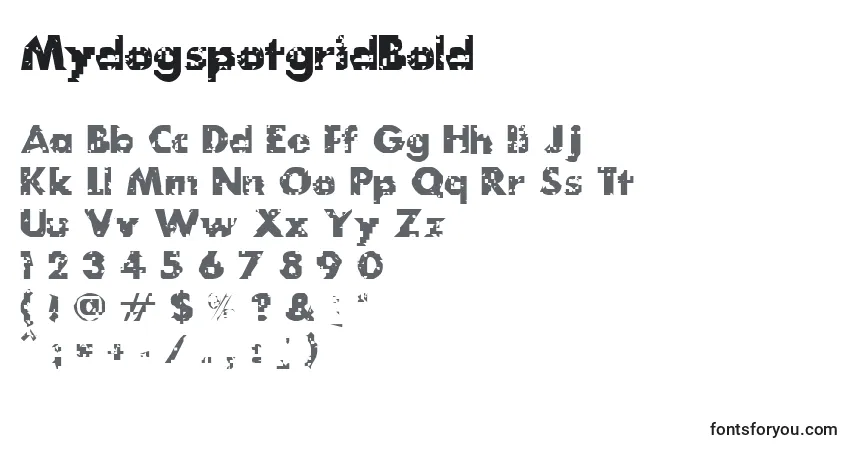 Schriftart MydogspotgridBold – Alphabet, Zahlen, spezielle Symbole