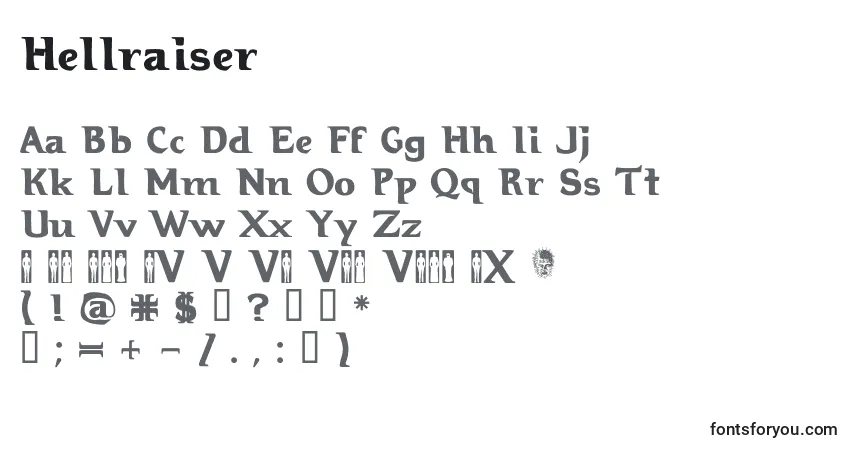 Шрифт Hellraiser – алфавит, цифры, специальные символы