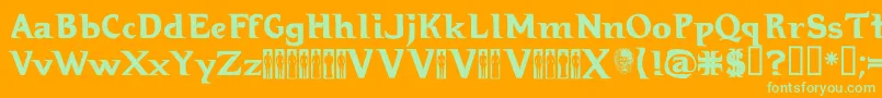 Hellraiser Font – Green Fonts on Orange Background