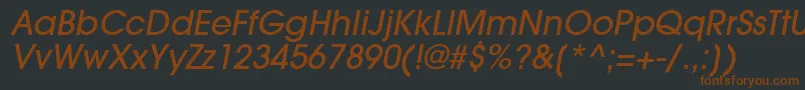 TrendexLightSsiMediumItalic-fontti – ruskeat fontit mustalla taustalla