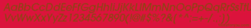 TrendexLightSsiMediumItalic-Schriftart – Braune Schriften auf rotem Hintergrund