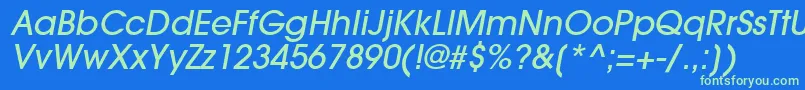 TrendexLightSsiMediumItalic-Schriftart – Grüne Schriften auf blauem Hintergrund