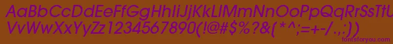 TrendexLightSsiMediumItalic Font – Purple Fonts on Brown Background