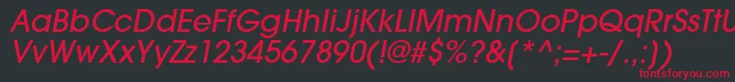 TrendexLightSsiMediumItalic Font – Red Fonts on Black Background