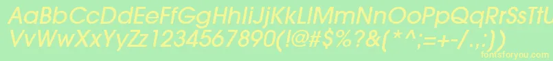 TrendexLightSsiMediumItalic-Schriftart – Gelbe Schriften auf grünem Hintergrund