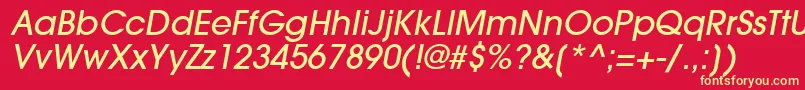 TrendexLightSsiMediumItalic-Schriftart – Gelbe Schriften auf rotem Hintergrund