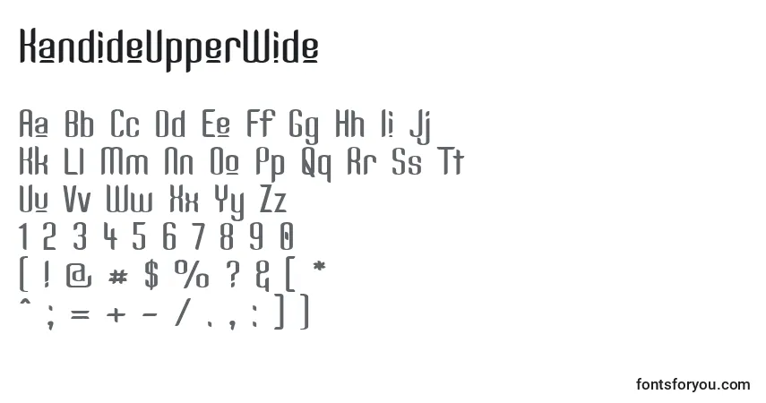 A fonte KandideUpperWide – alfabeto, números, caracteres especiais