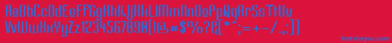 KandideUpperWide Font – Blue Fonts on Red Background