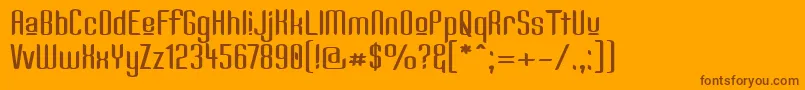 KandideUpperWide-Schriftart – Braune Schriften auf orangefarbenem Hintergrund