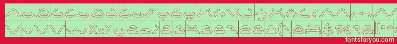 SpiderHollowInverse-Schriftart – Grüne Schriften auf rotem Hintergrund