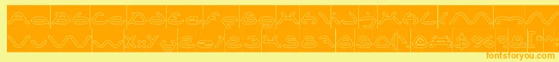 SpiderHollowInverse-fontti – oranssit fontit keltaisella taustalla