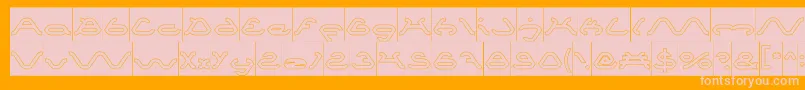 SpiderHollowInverse-Schriftart – Rosa Schriften auf orangefarbenem Hintergrund