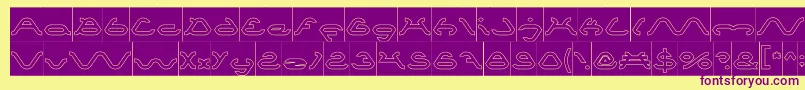 Fonte SpiderHollowInverse – fontes roxas em um fundo amarelo