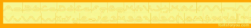 SpiderHollowInverse-Schriftart – Gelbe Schriften auf orangefarbenem Hintergrund