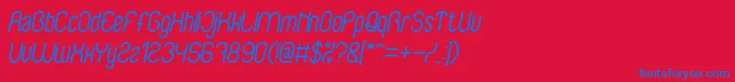 BabysuperheroItalic-Schriftart – Blaue Schriften auf rotem Hintergrund