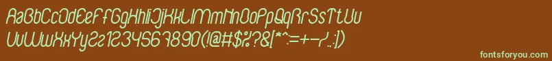 BabysuperheroItalic-fontti – vihreät fontit ruskealla taustalla