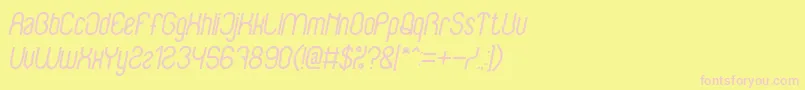 Шрифт BabysuperheroItalic – розовые шрифты на жёлтом фоне