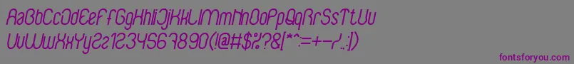 フォントBabysuperheroItalic – 紫色のフォント、灰色の背景