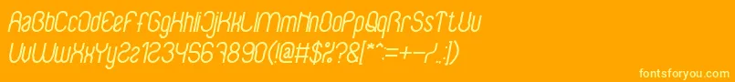 BabysuperheroItalic-Schriftart – Gelbe Schriften auf orangefarbenem Hintergrund