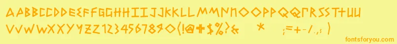 PetitexbutBold-Schriftart – Orangefarbene Schriften auf gelbem Hintergrund