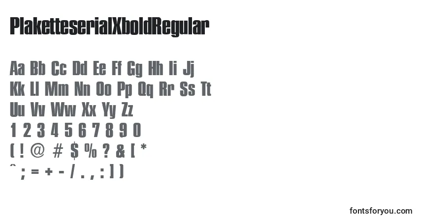 Schriftart PlaketteserialXboldRegular – Alphabet, Zahlen, spezielle Symbole