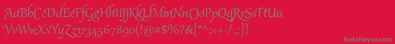 フォントGabriolaTwo – 赤い背景に灰色の文字