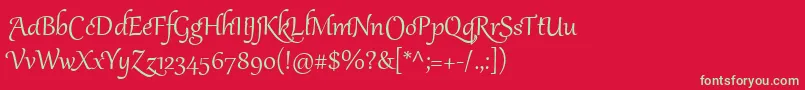 GabriolaTwo Font – Green Fonts on Red Background