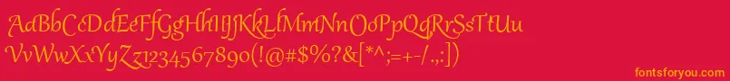 フォントGabriolaTwo – 赤い背景にオレンジの文字