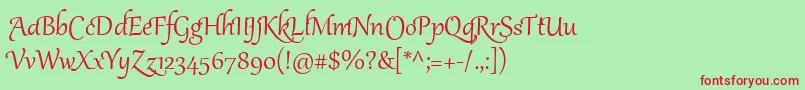 GabriolaTwo Font – Red Fonts on Green Background