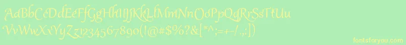 GabriolaTwo Font – Yellow Fonts on Green Background