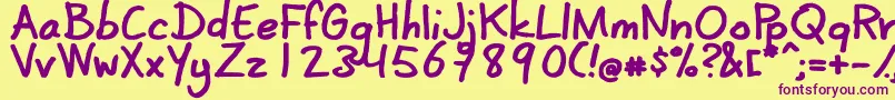 CoertschriftDik Font – Purple Fonts on Yellow Background