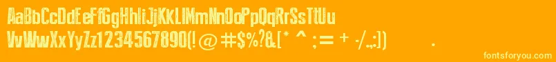 PressStyleExtraL-Schriftart – Gelbe Schriften auf orangefarbenem Hintergrund