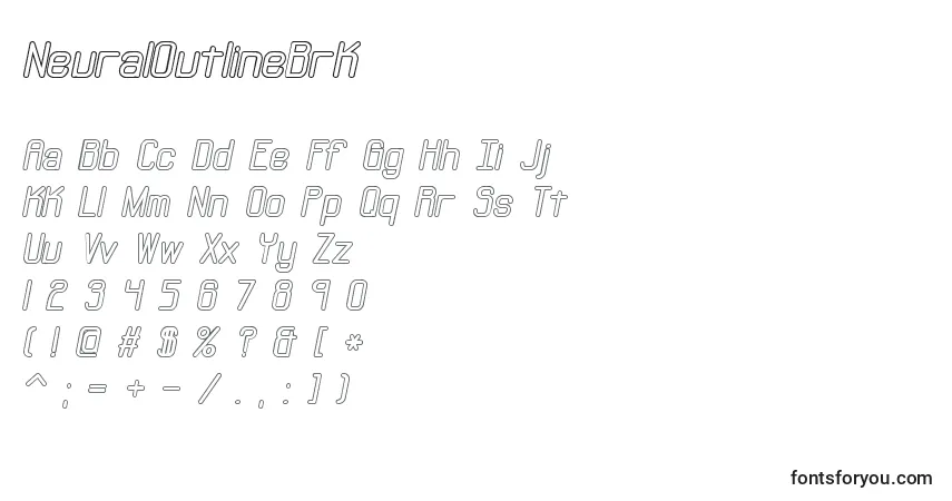 NeuralOutlineBrk-fontti – aakkoset, numerot, erikoismerkit