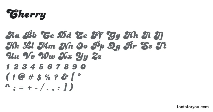 Czcionka Cherry – alfabet, cyfry, specjalne znaki