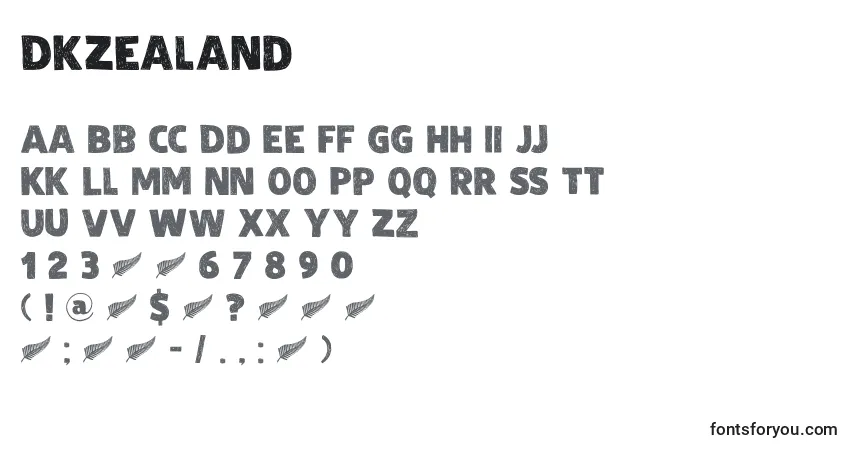 Schriftart DkZealand – Alphabet, Zahlen, spezielle Symbole