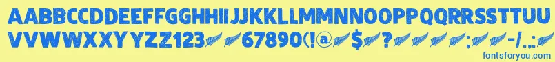DkZealand Font – Blue Fonts on Yellow Background