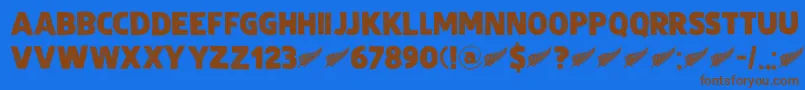 DkZealand Font – Brown Fonts on Blue Background