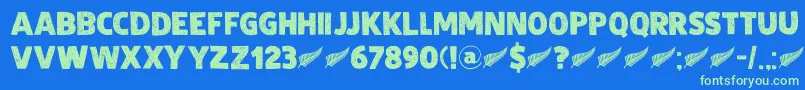 DkZealand Font – Green Fonts on Blue Background