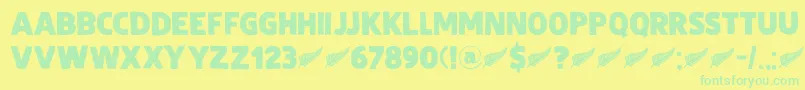 fuente DkZealand – Fuentes Verdes Sobre Fondo Amarillo
