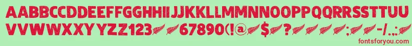 フォントDkZealand – 赤い文字の緑の背景