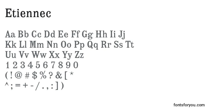 Шрифт Etiennec – алфавит, цифры, специальные символы