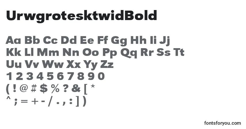 A fonte UrwgrotesktwidBold – alfabeto, números, caracteres especiais