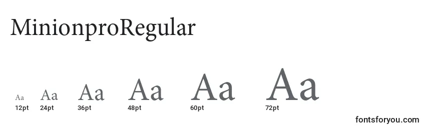 Размеры шрифта MinionproRegular