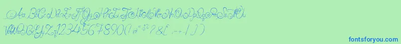 AlexandraOrlans-Schriftart – Blaue Schriften auf grünem Hintergrund