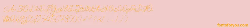 フォントAlexandraOrlans – オレンジの文字がピンクの背景にあります。