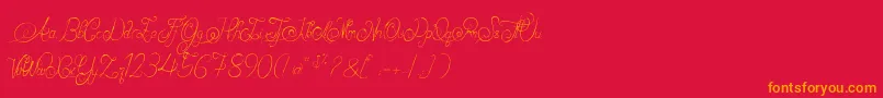 AlexandraOrlans-Schriftart – Orangefarbene Schriften auf rotem Hintergrund