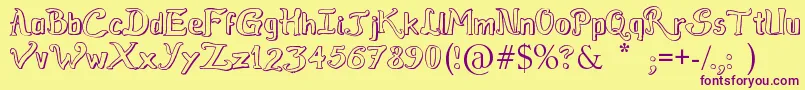 RaslensSzayelAbedossen Font – Purple Fonts on Yellow Background