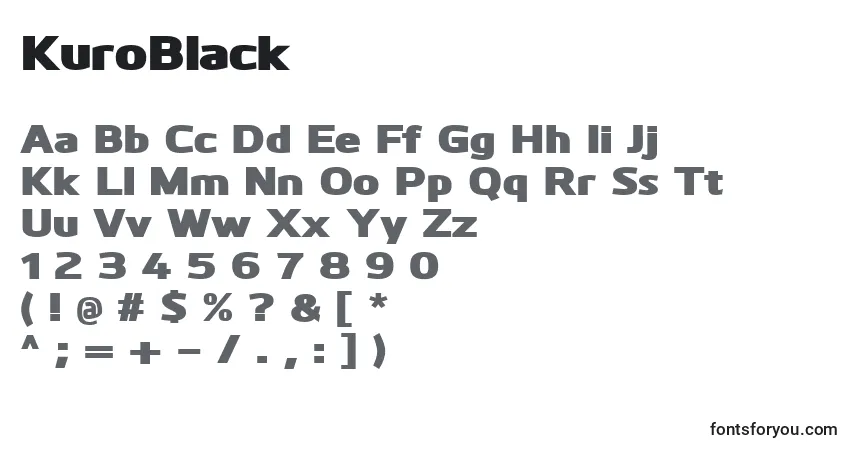 Schriftart KuroBlack – Alphabet, Zahlen, spezielle Symbole