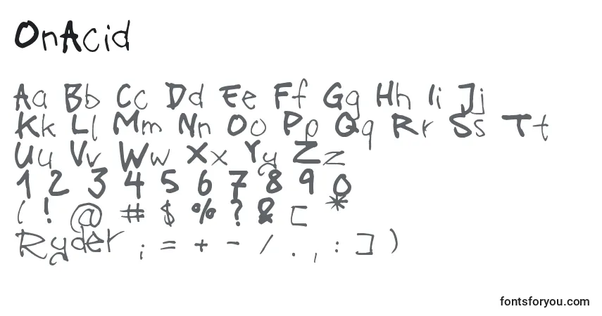 Schriftart OnAcid – Alphabet, Zahlen, spezielle Symbole
